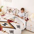 thumbnail image 3 of jejeloiu Minimalist Tribal Bed Sheets,Aztec Pattern Full Size Sheets For Boys,Neutral White,4 Pieces,1 Flat Sheet, 1 Fitted Sheet and 2 Pillowcases, 3 of 6