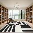 thumbnail image 2 of ODIKA 9'x12' Washable Area Rug Black White Geometric Design Elegant Contrast with Abstract Shapes for Dining Room, Basement, Large Office, Non-Slip Chair-Friendly, 2 of 7