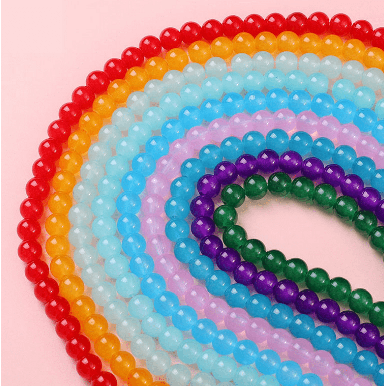  24 Color Glass Beads for Jewelry Making Bracelet Making Kit Bead  Kits, DIY Gemstone Beads Crystal Beads, Coated Glass Beads Round Beads for  Women Girls 8mm