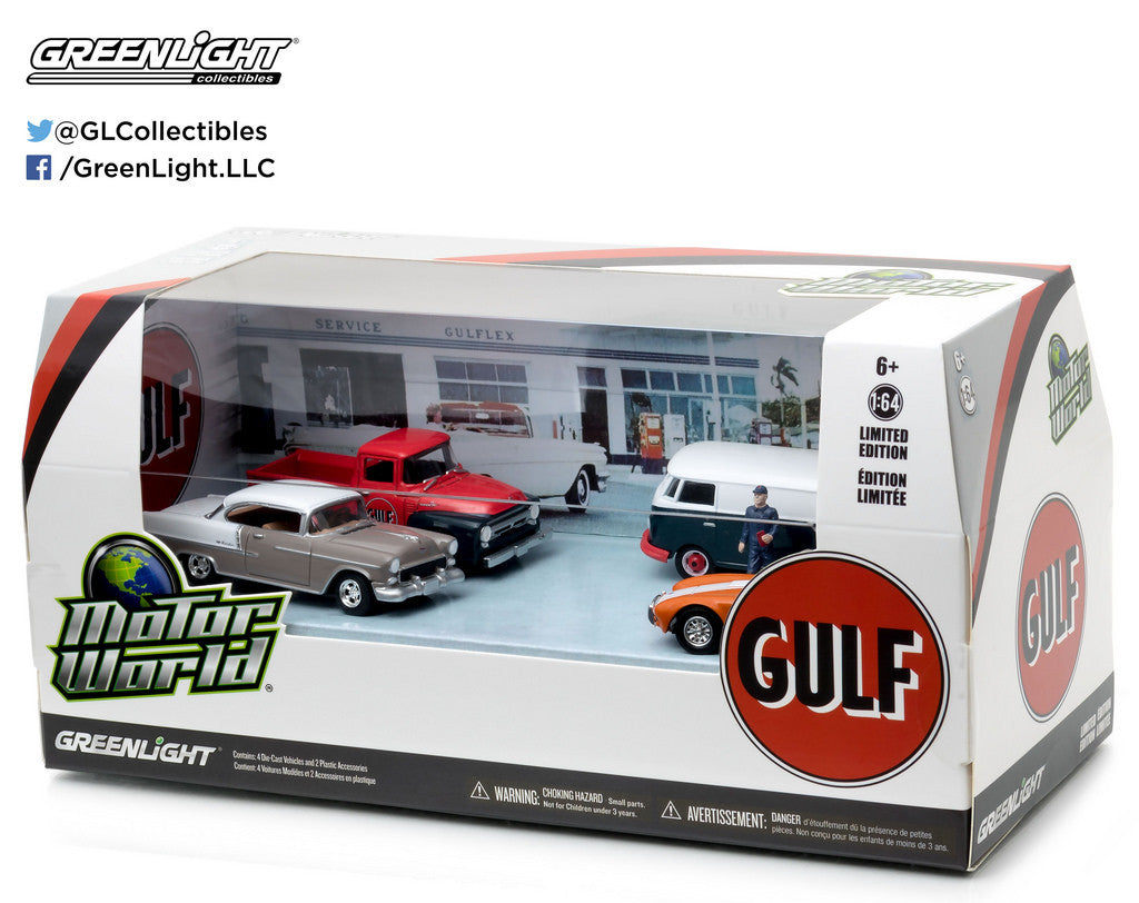 1/64　GREENLIGHT★GULF OIL ガソリンスタンド　ジオラマ Amazon.co.jp: 1/64 ジオラマセット GULFガソリンスタンド LED