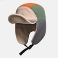 thumbnail image 2 of ZQUUVOU Unisex Color Block Plush Trapper Buckle Ear Flap Hat Windproof Riding Cap Outdoor Winter Headwear Orange, 2 of 4