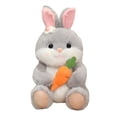 thumbnail image 1 of Conejo peluche con zanahorias con bunny animal decorativo compañero encantador caricatura muñeca de conejo para la fiesta de decoración del hogar Gris, 1 of 10