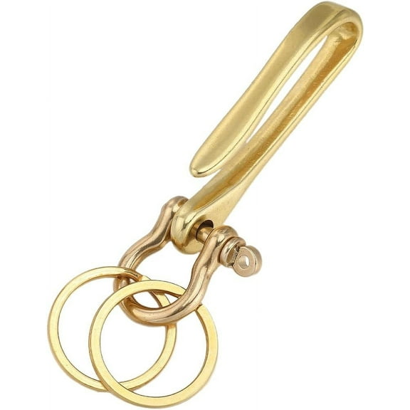 1board 1pc U-Shaped Brass Key Hook Shackle Clasps D-Ring Anchor Shackle Clasps with Double Key Rings for Wallet Chain Key Chain Clasps Pocket Clips Golden 115mm