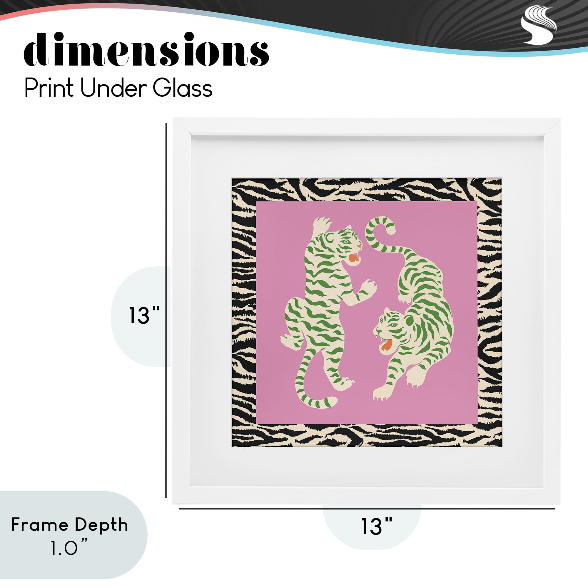 Stupell Industries Purple & Green Twin Tigers White Framed Print Under Glass, design by Karolina Sato