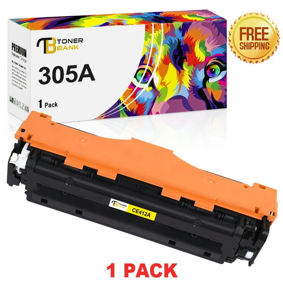 Toner Bank 1-Pack Compatible Toner Cartridge for HP CE412A 305A for Laserjet Pro 400 M451dn M451nw M475dn M475dw 300 Color M375nw Yellow