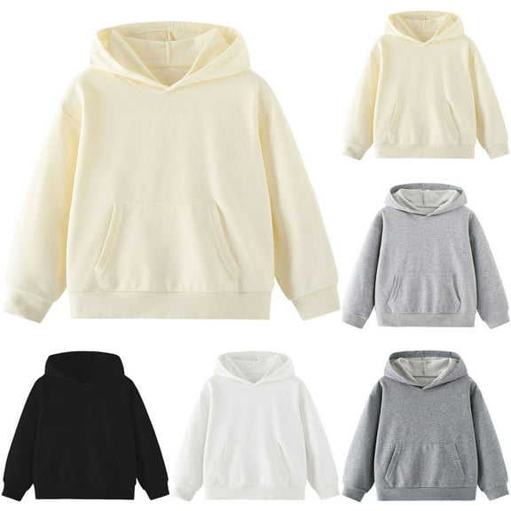 idosla Girl Boy Oversized Hoodies Fleece Pullover Sweatshirts Kids Fashion Casual Outfits Fall Winter Clothes (White, 10-11 Years)