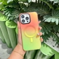 thumbnail image 2 of Laser Magnetic Frosted Gradient Dazzling Color Phone Case, Two-Color Splicing, Magnetic Suction, Drop-Proof, for iPhone 15 14 13 12 11 Pro Max Plus Case (P2,iPhone 14 Plus), 2 of 8