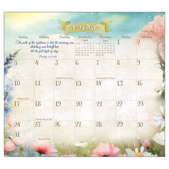 Legacy Publishing Group, Faithful Heart and Home by Nancy Mink 2026 Magnetic Calendar, 9.38'' X 8.38'', 12-Month Calendar with Stapled Binding