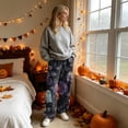 thumbnail image 4 of Halloween Pajama Pants for Women,Plus Size Halloween Printed Elastic Waist Wide Leg Sleep Pants,Casual Loose Sleepwear Bottoms Lounge Pants Gray,M, 4 of 6