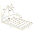 thumbnail image 5 of Bellemave Full Size Wood Floor Bed with House-shaped Headboard,Full Bed Frame for Kids,Montessori Floor Bed with Rails for Girls Boys (Full,White), 5 of 10