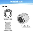 thumbnail image 3 of Uxcell 6-Pack M8-1.25 Hex Coupling Nuts for Machine, 304 Stainless Steel, 12mm Length, 3 of 6