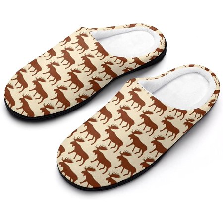 

Moose Pattern Men s House Slippers Nonslip Soft Cotton Shoes Slip On Slippers for Indoor Outdoor