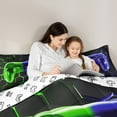 thumbnail image 5 of jejeloiu Stereoscopic Honeycomb Hexagon Full Size Comforter Sets,Modern Game Console Bedding Comforter Set,Gradient Green Blue Bedding Sets For Men Women,Breathable Home Decor Reversible,3pcs, 5 of 8