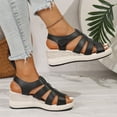 thumbnail image 4 of HomeDM Womens Wedge Sandals Comfort Platform Open Toe Ankle Strap Summer Casual Beach Sandals, Black Size 6.5, 4 of 9