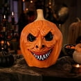 thumbnail image 5 of Halloween Pumpkin Latex Mask, Creepy Jack-o-Lantern Full Face Headgear with Realistic Wrinkled Texture for Masquerade Party and Haunted House Props, 5 of 5