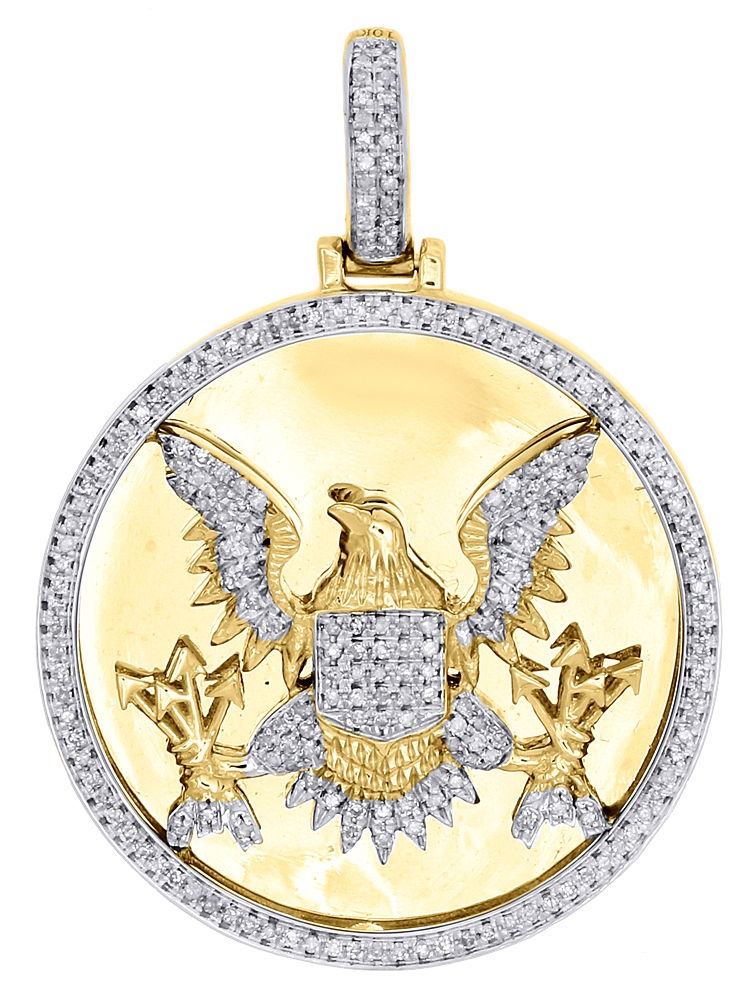 Jewelry For Less 10K Yellow Gold Diamond Medallion Seal of President