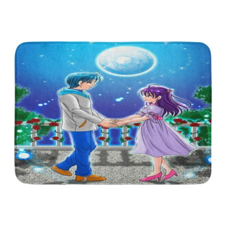 YUSDECOR Girl Manga Cartoon of Couple Holding Hands Under The Moonlight  Anime Panorama Rug Doormat Bath Mat  inch | Walmart Canada