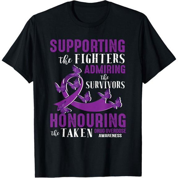 t-shirt Beautiful and Supportive Drug Overdose Awareness T-Shirt mens，black，women，funny，journey，Crew Neck, Short Sleeve,custom clothing patterns.gift