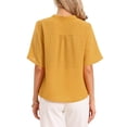 thumbnail image 3 of INSPIRE CHIC Short Sleeve Blouses for Women's V Neck Dressy Casual Solid Tops XS Yellow, 3 of 6
