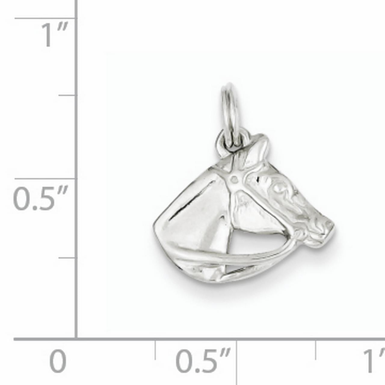 14mm x 13mm Solid 925 Sterling Silver Horse Head with Bridle Pendant Charm