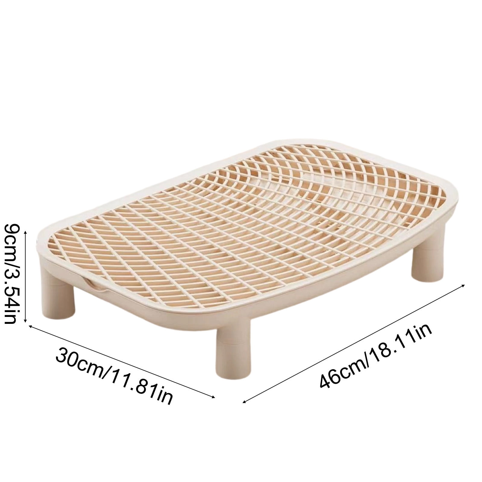 Qiopertar Double Layer Cat Litter Mat, Anti-Slip Litter Trapping Pad for Cat Box, Waterproof Pet Floor Mat with Sand Control Grooves for Bathroom Kitchen Laundry Room, Beige