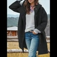 thumbnail image 4 of Women'S Winter Single-Breasted Long Hooded Casual Windbreaker Jacket Black S, 4 of 6