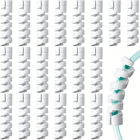 TELOLY 20Pcs Oxygen Tube Support Crimp Straightener,Retractable Oxygen Tubing Accessories for Portable Oxygen Concentrator,Oxygen Hose Wrapping Tubing Reels for Nasal Cannula-White