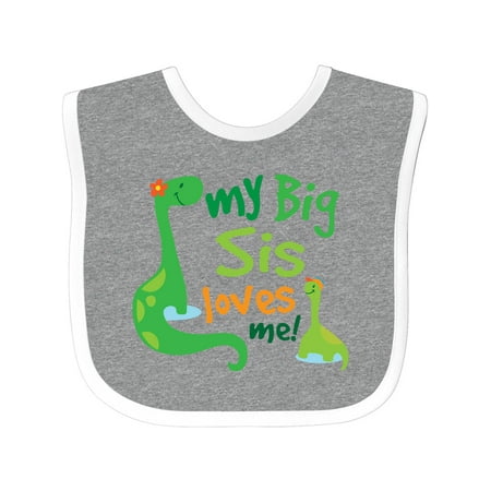 

Inktastic Big Sister Loves Me Boy Dinosaur Brother Gift Baby Boy Bib