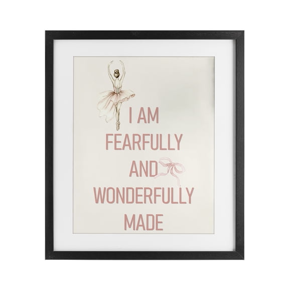 Wonderfully Made Ballerina Black Framed Print Under Glass, design by Kim Allen