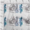 thumbnail image 1 of oneOone Tissu Polyester Lycra Bleu Sarcelle Monuments Matériel de Robe de Voyage Tissu Imprimé Tissu au Mètre 56 Pouces de Large, 1 of 4