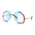 thumbnail image 4 of Womens Bling Rhinestone Jewel Rimless Cloud Shape Luxury Sunglasses Gold - Blue Pink, 4 of 8