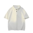 thumbnail image 1 of Blusa y camisa de manga corta con cuello vuelto para hombre, informal, de verano, de color liso, con botones, de manga corta, deportiva, de poliéster, 1 of 3