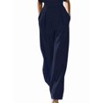 thumbnail image 3 of Jaimenalin Women'S 2 Piece Outfit Set with Mock Neck Crop Top and Palazzo Pants for All Occasions Dark Blue L, 3 of 5
