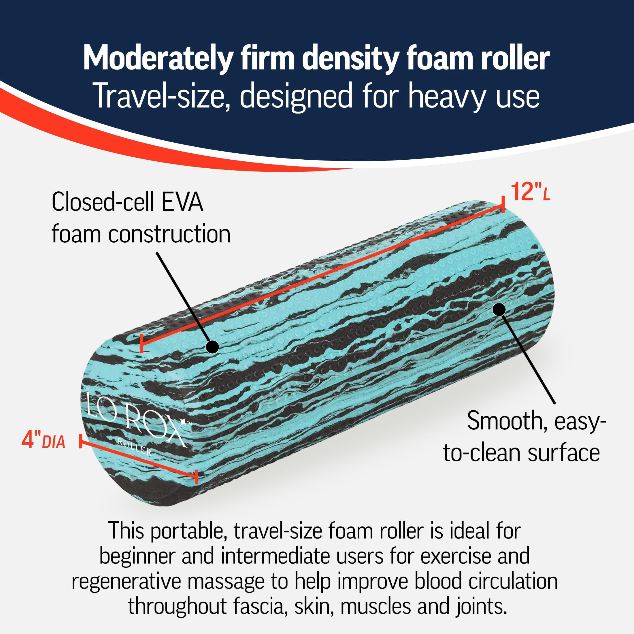 Lo Rox Travel-size Foam Roller For Physical  Pilates Exercise And Self-massage By Fascia Alignment Expert Lauren Roxburgh - Moderate Density