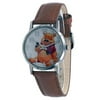 Disney WTP102 Women's Silver Tone Floating Bees Brown Winnie The Pooh Leather Band Watch