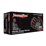 VersaPro Black Nitrile Exam Gloves, Heavy Duty, Powder Free-X-Large- (Box of 100)