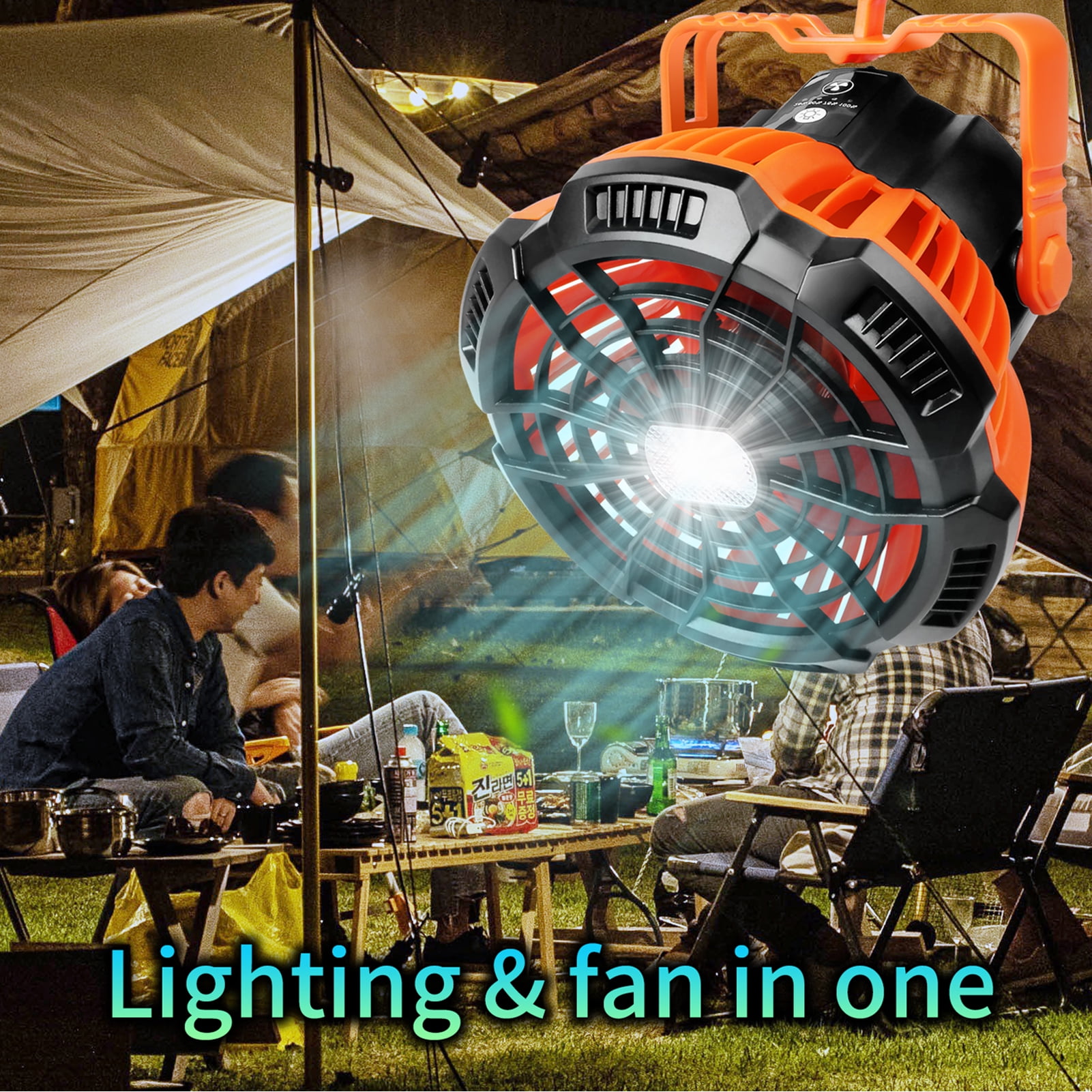 Portable Camping Fan with LED Lantern XTAUTO USB Rechargeable