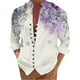 thumbnail image 1 of Camisas s Para Hombre Manga Corta Camisa de manga larga con estampado 3D digital y cuello con botones sueltos para ocio en la playa para hombre (Purple, 3XL), 1 of 4