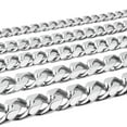 thumbnail image 2 of 8/10/12/15/17/19mm Polished Mens Chain Stainless Steel Curb Cuban Link Necklace, 2 of 9