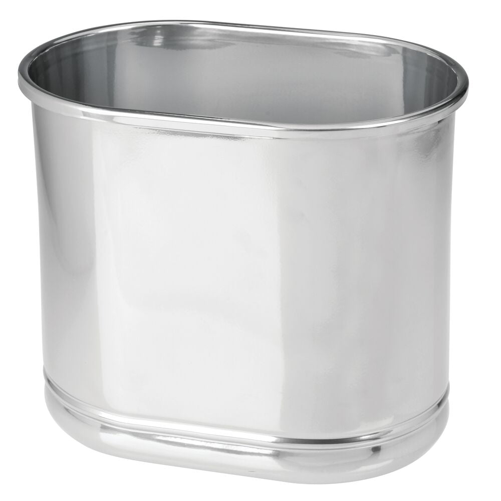 mDesign Slim Small Oval Metal Trash Can Wastebasket, Garbage Bin