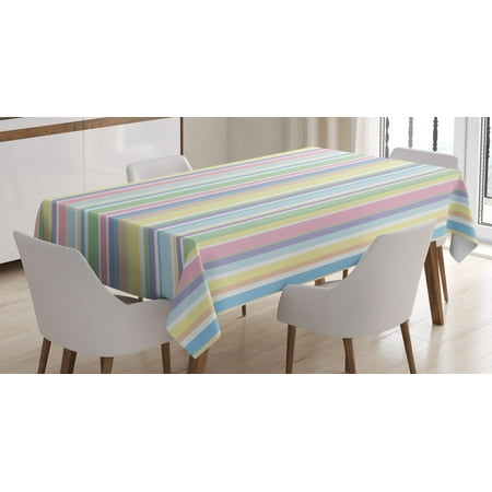 

Pastel Tablecloth Vertically Striped Pattern Different Colored Straight Lines Classical Old Fashioned Rectangular Table Cover for Dining Room Kitchen 52 X 70 Inches Multicolor by Ambesonne