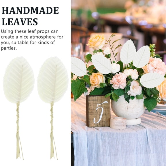 TABLZONE 200 Pieces Small White Artificial Leaves for Wedding Decor, Party Table Centerpieces, Home Decoration Supplies