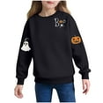 thumbnail image 2 of Girls Long Sleeve Sweatshirt New Halloween Ghost Pumpkin Sweatshirts for Girls Lightweight Cute Spooky Graphic Crewneck Pullover Tops Black 5 Y, 2 of 6