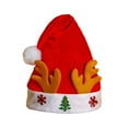 thumbnail image 2 of Dserfhy Christmas Hat Children Red Velvet Santa Hat with Cartoon Antler Pattern Decoration Festive Holiday Party Supplies, 2 of 8