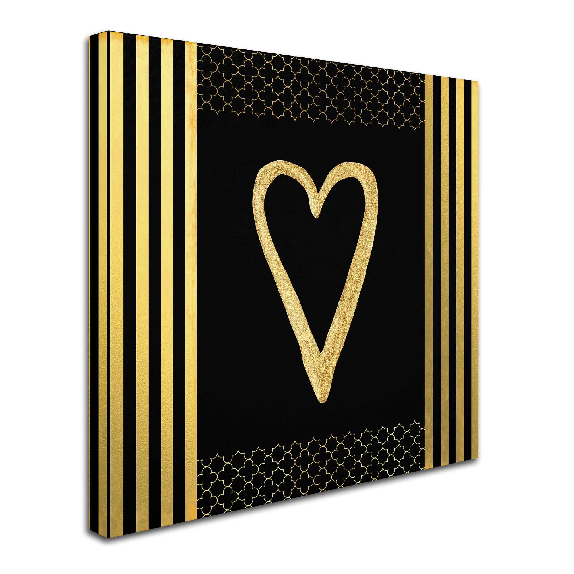 Trademark Fine Art 'Black & Gold - Feathered Fashion Heart' Canvas Art by LightBoxJournal
