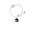 thumbnail image 2 of Delight Jewelry Silvertone Small Maroon Football Helmet - Rose Goldtone Leaf Delicate Bracelet, 6.25+1.75", 2 of 4