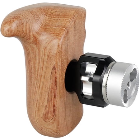 CAMVATE Left Side Wooden Handle Grip with Arri Rosette and Dual 1/4 -20 Mount