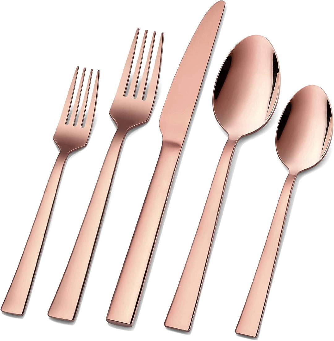 20Piece Copper Silverware Set, Stainless Steel Flatware Set Service