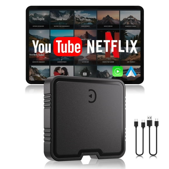 Wireless CarPlay Adapter, 2025 Upgrade Support Netflix/YouTube/TF Card Plug & Play Dongle with Apple Car Play Wireless Adapter Android Auto Wireless Adapter fo