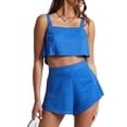thumbnail image 1 of SAYOO - Conjunto de 2 piezas para mujer, camisetas sin mangas de color sólido y pantalones cortos de cintura alta para verano SAYOO casual, 1 of 4